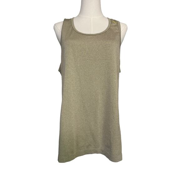 Lululemon Metal Vent Tech Tank Top M Beige Khaki Seamless Mesh Breathable - Picture 1 of 8